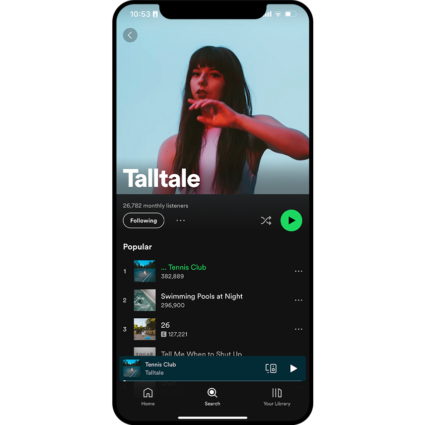 Artist Talltale using Velveteen.ai for music distribution on Spotify